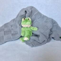 Light Grey Basketweave Baby Blanket - thumbnail 2
