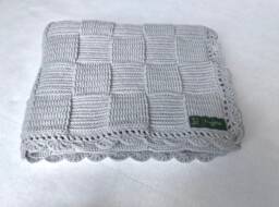 Light Grey Basketweave Baby Blanket - thumbnail 1