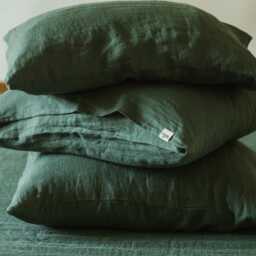 Forest Green Linen Pillow Cover, Envelope Closure Pillowcase in Standard, Square, Body, Queen, King & Other Sizes, Handmade Bed - thumbnail 1