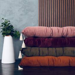 Velvet Floor Cushion With Tassels Circus Vibe Pillow - thumbnail 3