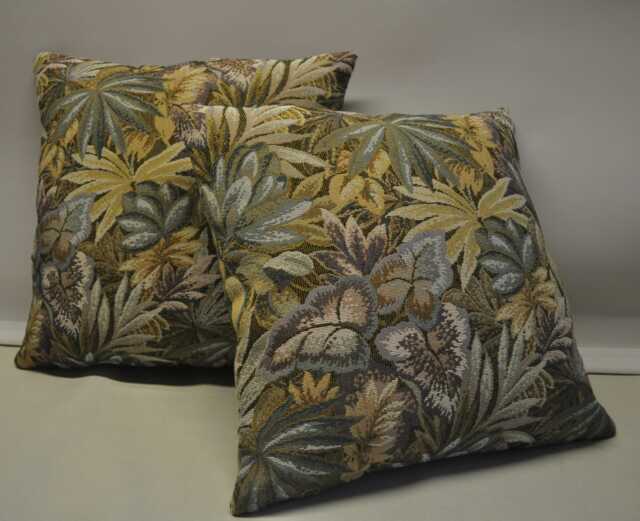 2 Tapestry Style Leaf Design Cushions 16 - image 1