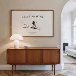 Surf Poster Board Meeting Coastal Illustration Wall Art Surfing Landscape Horizontal Print - thumbnail 1