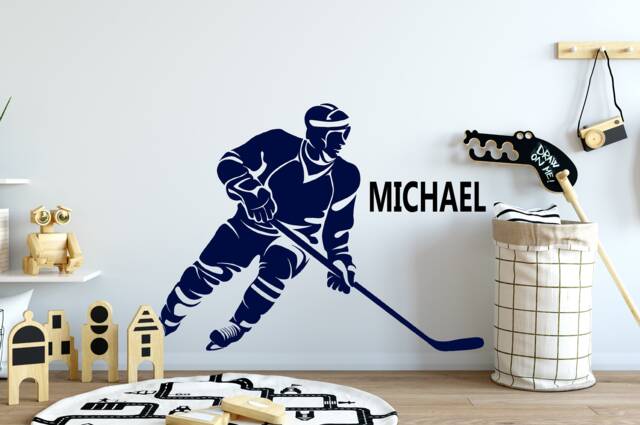 Personalized Hockey Player Wall Decal Kids Room Decor Nm061 - image 1