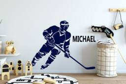 Personalized Hockey Player Wall Decal Kids Room Decor Nm061 - thumbnail 1
