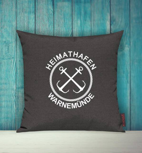 "Cushion Cover, Cushion, Sofa Cushion ""Home Port Warnem??nde, Family Holiday" - image 1