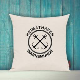 "Cushion Cover, Cushion, Sofa Cushion ""Home Port Warnem??nde, Family Holiday" - thumbnail 3