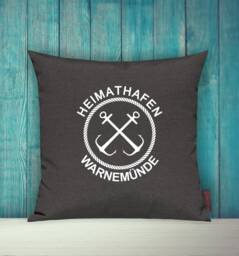 "Cushion Cover, Cushion, Sofa Cushion ""Home Port Warnem??nde, Family Holiday" - thumbnail 1