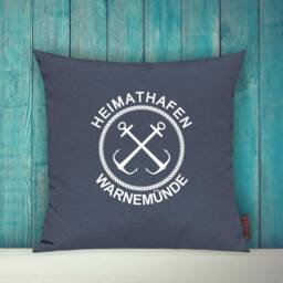 "Cushion Cover, Cushion, Sofa Cushion ""Home Port Warnem??nde, Family Holiday" - thumbnail 2
