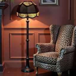 Vintage Leopard Print Dome Lampshade, Black Fabric Trim, British Made - Animal Lamp Shades - thumbnail 2