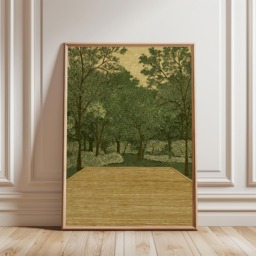Green Woodland Deck Poster - Forest Landscape Illustration Nature Wall Art - thumbnail 1