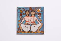 Handmade Gemini Zodiac Ceramic Tile, Horoscope Wall Art