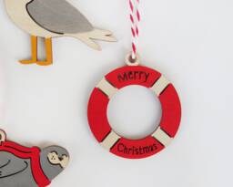 Hand Painted Life Ring Decoration, Christmas Wooden Gift, Stocking Filler, Secret Santa