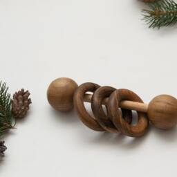 Wooden First Rattle Baby Toy For The Newborn Pregnancy Shower Gift From Ukraine Shops - thumbnail 3