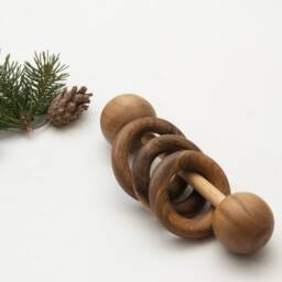 Wooden First Rattle Baby Toy For The Newborn Pregnancy Shower Gift From Ukraine Shops - thumbnail 2