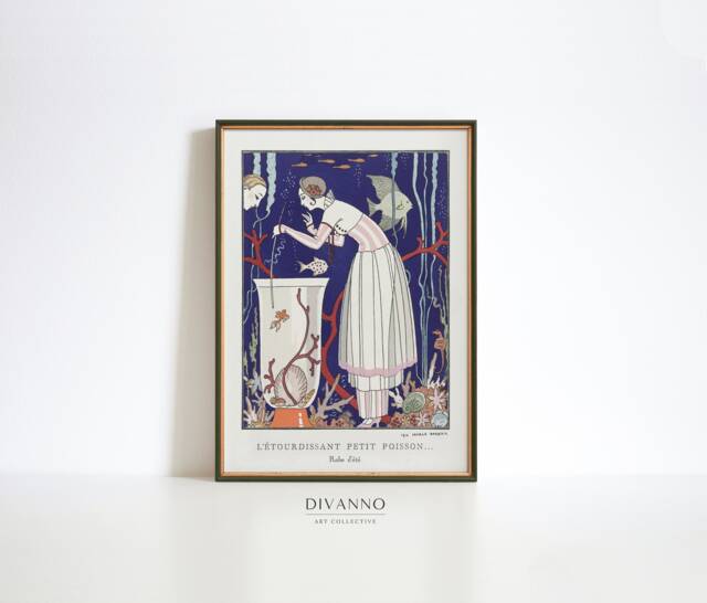 French Woman Print, Retro Fashion Decor, Paris Art Deco, Exhibition Poster, Vintage Office Wall Art, Gazette Du Bonton Summer Gown Sketch - image 1