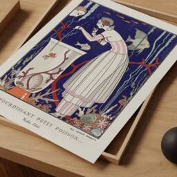 French Woman Print, Retro Fashion Decor, Paris Art Deco, Exhibition Poster, Vintage Office Wall Art, Gazette Du Bonton Summer Gown Sketch - thumbnail 2