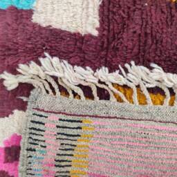 Multicolored Moroccan Wool Rug, Handmade Authentic Boujaad Berber Carpet - thumbnail 4