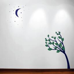 Large Wall Tree Nursery Decal Moon Stars Night Sky 1138 - 7 Feet Tall Tree - thumbnail 2