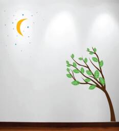 Large Wall Tree Nursery Decal Moon Stars Night Sky 1138 - 7 Feet Tall Tree - thumbnail 1
