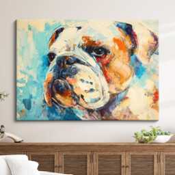 Bulldog Abstract Oil Painting Framed Print & Canvas Large Sizes Luxury Wall Art Poster Pet Home Decor Interior Dog Lover Gift - thumbnail 1