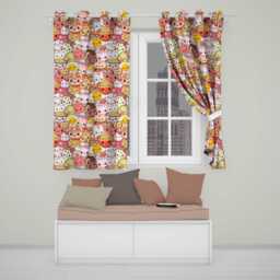Cute Kawaii Food Characters Sushi Drinks Desserts Cream Seamless Pattern Readymade Eyelet Ring Top Thermal 100% Blackout Curtains - thumbnail 1