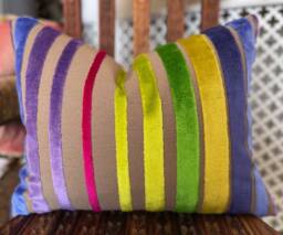 Designers Guild Fabric Velvet Moyka Citri Striped Cushion Cover 17x13 - thumbnail 1