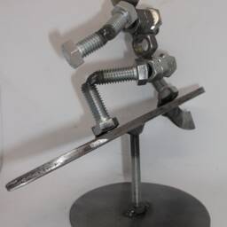 Surfer, Metal Bolt Figurine. Upcycled Art, Water Sports - thumbnail 3