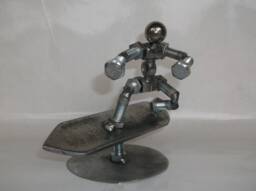Surfer, Metal Bolt Figurine. Upcycled Art, Water Sports - thumbnail 1