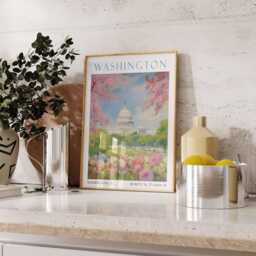 Washington Dc Captiol Travel Poster, Usa Print, Vintage Wall Art, Decor - thumbnail 2