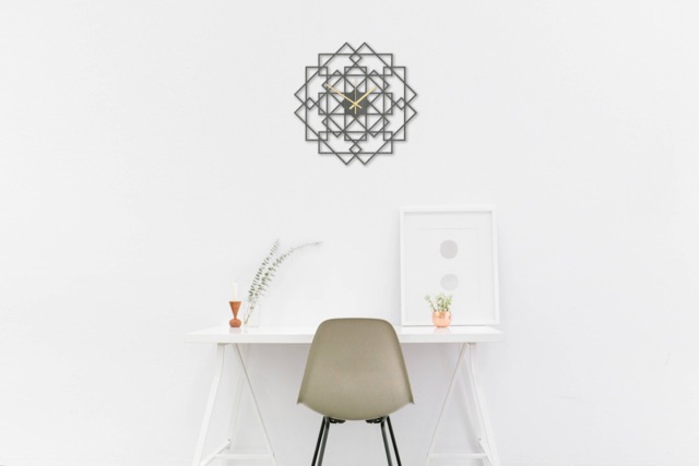 Wall Clock - Wood Square, Decor, Geometry Wooden Clock, Modern Silent Large Gray Oak Clocks - image 1