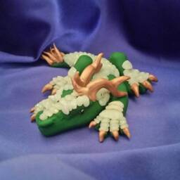 Ooak Green & Opal Asian Dragon Figurine - thumbnail 2