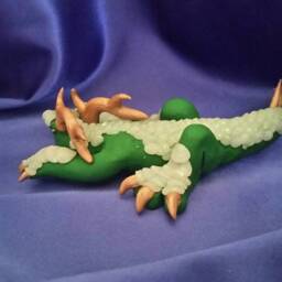 Ooak Green & Opal Asian Dragon Figurine - thumbnail 3