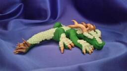 Ooak Green & Opal Asian Dragon Figurine - thumbnail 1