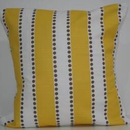 Two New 18x18 Inch Designer Handmade Pillow Cases in Yellow & Taupe - thumbnail 2