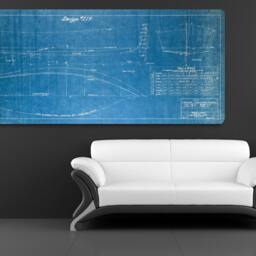 Vintage 1940 V Bottom Fisherman Boat Blueprint Canvas Wall Art - thumbnail 2