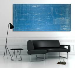 Vintage 1940 V Bottom Fisherman Boat Blueprint Canvas Wall Art - thumbnail 1