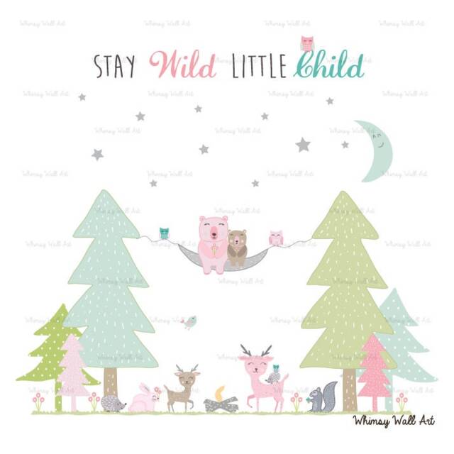 Pink Pastel Woodland Decals - Vinyl Wall Art