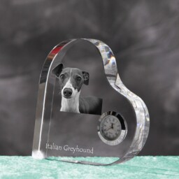 Italian Greyhound - Crystal Clock in The Shape Of A Heart With Image Pure-Bred Dog - thumbnail 2