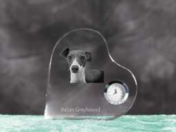 Italian Greyhound - Crystal Clock in The Shape Of A Heart With Image Pure-Bred Dog - thumbnail 1