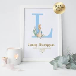 Peter Rabbit Beatrix Potter Personalised Print, Birthday New Baby Christening - thumbnail 2