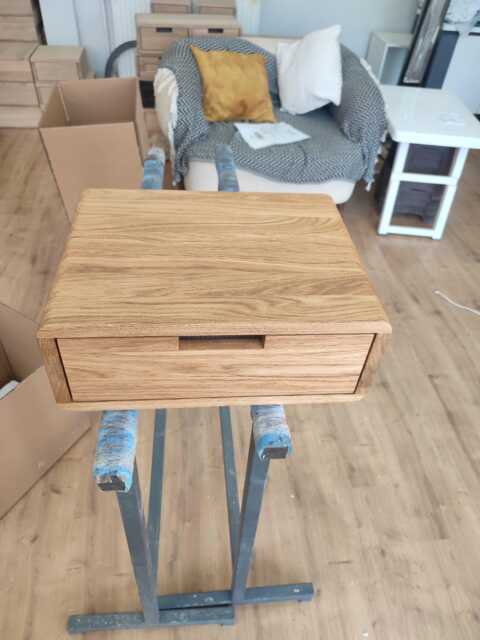 Floating Nightstand With Drawer in Solid Oak - Minimal Wall Mounted Bedside Table - image 1