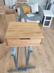 Floating Nightstand With Drawer in Solid Oak - Minimal Wall Mounted Bedside Table - thumbnail 1