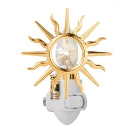 24K Gold Plated Sun Handcrafted Luxury Night Light Decorated Swarovski Crystals Bedroom Bathroom Kids Room Kitchen Gift Premium Decor