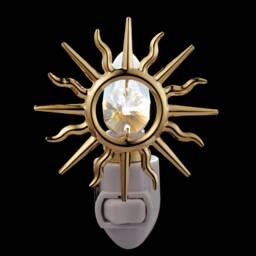 24K Gold Plated Sun Handcrafted Luxury Night Light Decorated Swarovski Crystals Bedroom Bathroom Kids Room Kitchen Gift Premium Decor - thumbnail 2