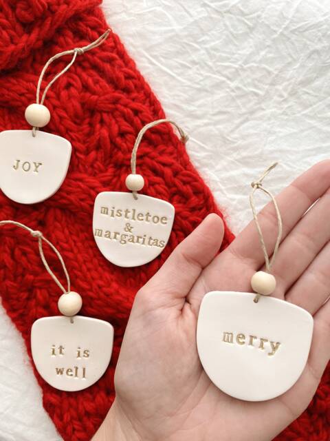 Personalized Clay Christmas Ornaments - Custom Polymer Minimal Decor Farmhouse - image 1