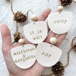 Personalized Clay Christmas Ornaments - Custom Polymer Minimal Decor Farmhouse - thumbnail 2