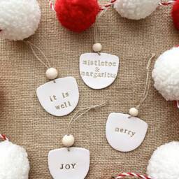 Personalized Clay Christmas Ornaments - Custom Polymer Minimal Decor Farmhouse - thumbnail 3
