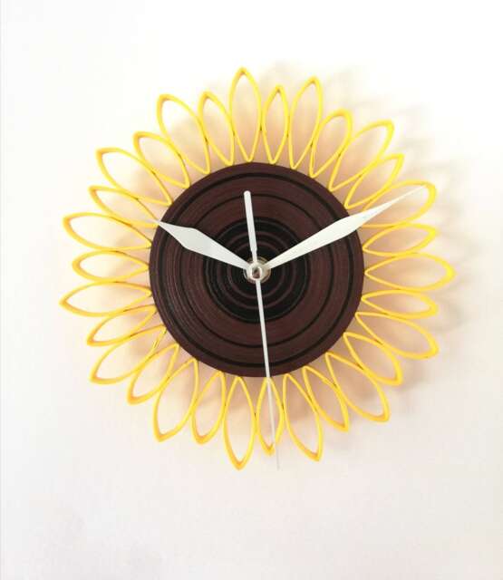 Wall Clock, Paper Sunflower First Anniversary, Flower Anniversary Gift, Home Decor Farmhouse - image 1