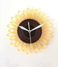 Wall Clock, Paper Sunflower First Anniversary, Flower Anniversary Gift, Home Decor Farmhouse - thumbnail 1