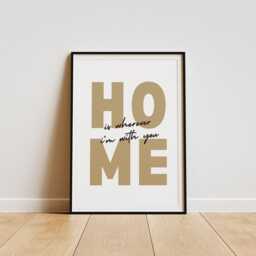 Home Is Wherever I'm With You - Block Poster Aesthetic Home Decor, Cute Quote, Bedroom Wall Art, Living Room Poster, Typography Print - thumbnail 2
